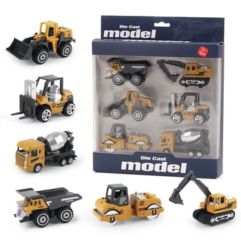 Set Legierung Baufahrzeug-Spielzeugautos Klassische Baumaschinen-Modelle Lader Traktor Bagger (6 Stück)