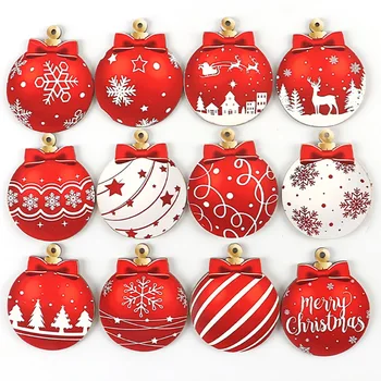 (12 Teile/paket) Kreative Weihnachtskugel Holzanhänger Set Weihnachtsdekoration Innenhof Restaurant