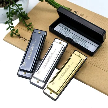 Metall-Mundharmonika-Taste von C, 10-Loch-Mundharmonika mit chromatischer Skala und Box für Anfänger