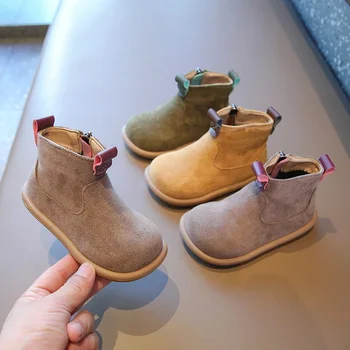 Herbst Winter Baby Jungen Mädchen Stiefel Oxford Wildleder Kinder Casual Schuhe Outdoor Anti-slip Säuglings