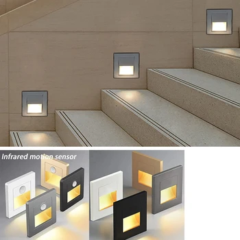 PIR-Bewegungsmelder Lichtsensor LED-Leuchten AC 110V-220V Einbau-Treppenhaus Schlafzimmer Wandlampe