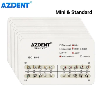 10 Packungen AZDENT Dental Klammern Kieferorthopädische Klammer Metallgeflecht Basis Mini & Standard Roth MBT