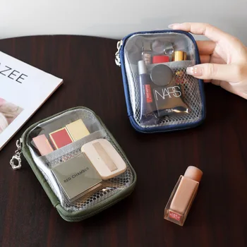 Tragbare Transparente Lippenstift-Tasche Kosmetik-Organizer Reise-Bluetooth-Kopfhörer Ladekabel-Etui