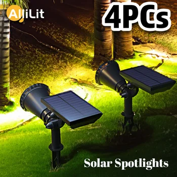 9-LED-Solarstrahler, IP65 wasserdicht für den Außenbereich, Strahler, Helligkeit einstellbar für Garten