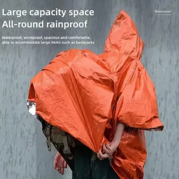 Notfall-Mylar-Poncho Überlebens-Regenponcho mit Kapuze Leichter, Kompakter, Wiederverwendbarer