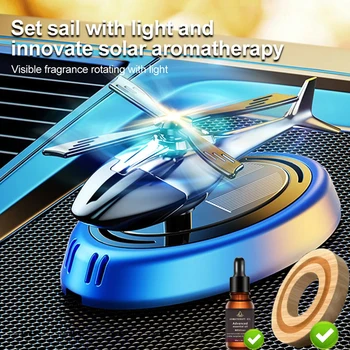 Solarbetriebener Rotationshubschrauber, Solar-Aromatherapie, Auto-Lufterfrischer, Legierung + ABS, Holzduft