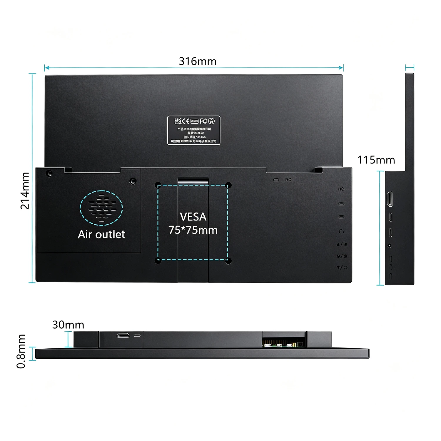 14 Zoll Touchscreen-Display 1920x1200 HDMI Typ-C Anschluss – Bild 5