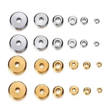 3-10mm Edelstahl Charm Spacer Perlen Flache Runde Lose Große Loch Perlen Für DIY Schmuck Machen (20 Stück)