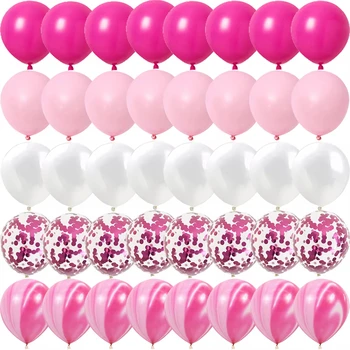Rose Rosa Metall Latex Konfetti Luftballons Hochzeit Dekorationen Matte Globos Neujahr Geburtstag Party