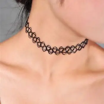 Gotischer Schmuck geflochtener Fisch faden Choker Halskette Vintage elastische Tattoo Choker Retro Halskette