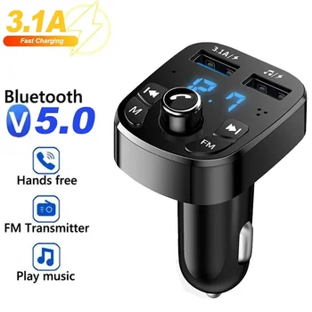 Bluetooth 5.0 FM-Transmitter mit MP3, Freisprechen und 2× USB