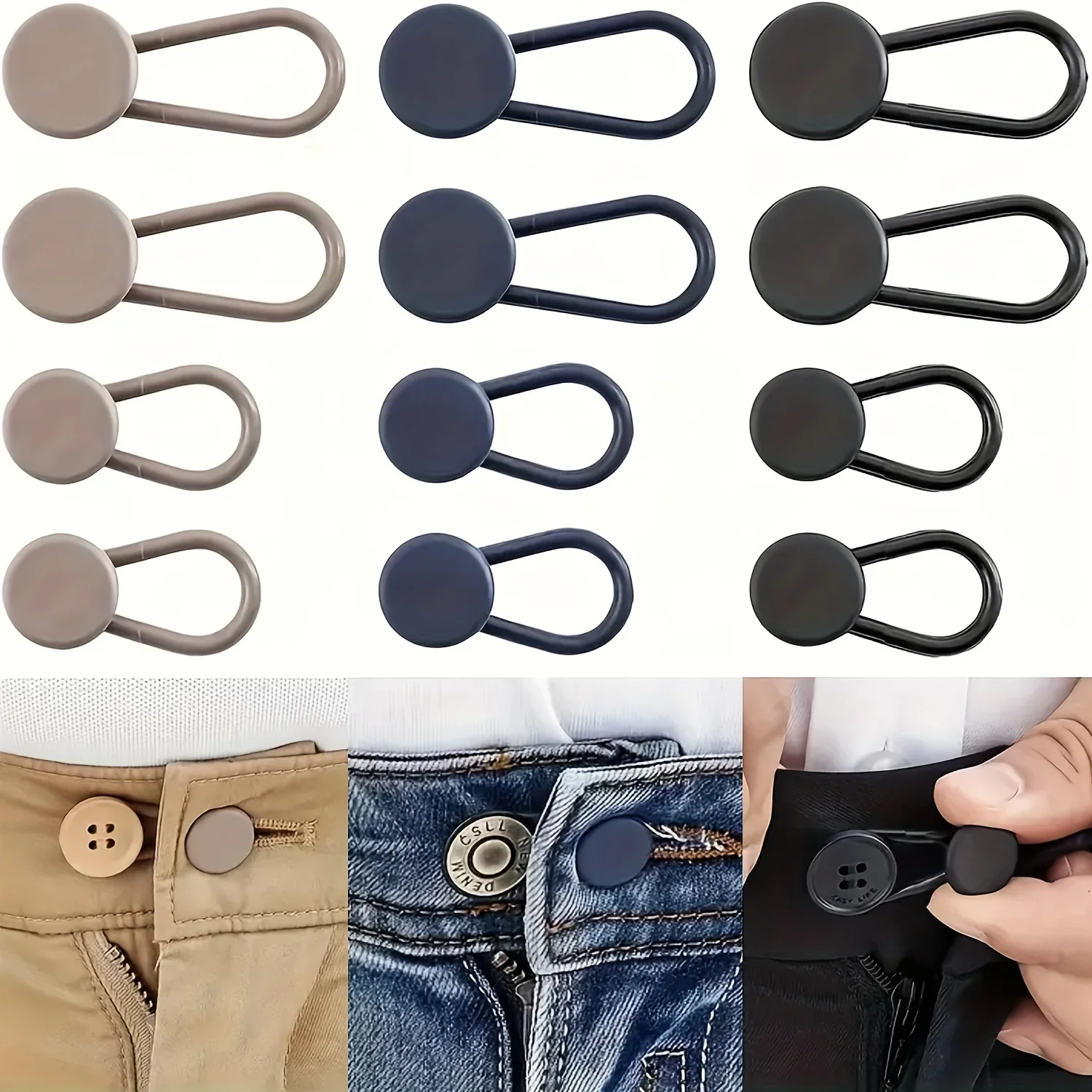Einfach anzubringende 4/12er-Pack Jeans-Taillenverlängerungen – Bild 3
