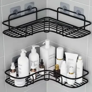 Badezimmerregal, Duschregal, Badezimmer, Küche, ohne Stanzen, dreieckiges Aufbewahrungsregal, Duschregal