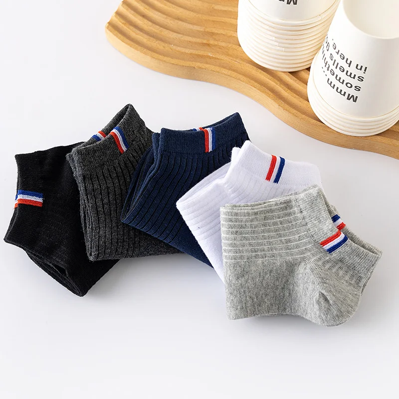 5 Paar dünne Sommer-Misch-Boots socken einfarbige – Bild 6