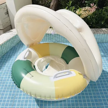 Baby-Schwimmschwimmer, aufblasbarer Kreis, Baby-Pool-Schwimmring mit Sonnenschutz