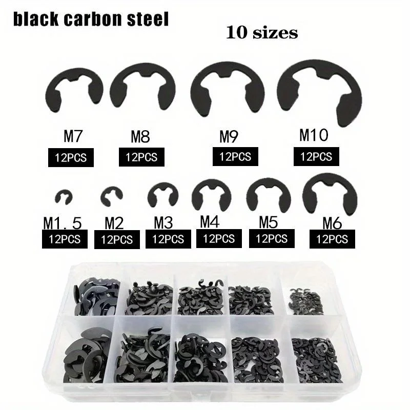 120-teiliges Sicherungsring-Set aus schwarzem Edelstahl mit