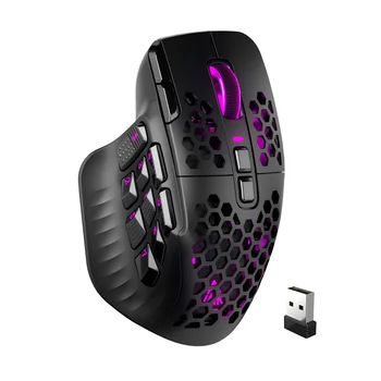 SOLAKAKA SM809 Pro kabellose MMO-Gaming-Maus PAW3311, 16 seitliche Tasten, 24000 DPI, RGB-Wabenstruktur