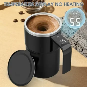 380ML Elektrischer Kaffee-Selbstrührbecher IP67 Wasserdichter Kaffee-Rührbecher USB-Aufladung Digitale Anzeige