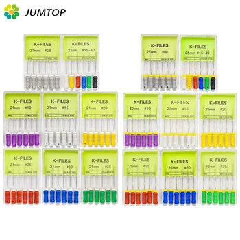 Paket Dental Hand Verwenden K-Dateien 21/25mm Edelstahl Endodontie Wurzel Kanal Dateien Zahnarzt (6 Stück)