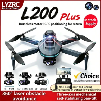 L200 Plus GPS-Drohne mit 4K Professioneller HD-Doppellinse, 3-Achsen-Gimbal und 360°-Funktion °