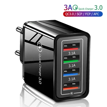 3A USB Ladegerät 4 Port USB Quick Charge 3,0 EU UNS Stecker Handy Ladegerät Wand Adapter Tragbare Schnelle