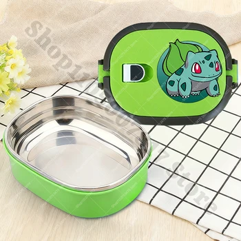 Kinder Edelstahl Lunchbox Anime Bulbasaur Squirtle Niedliche Brotdose für Jungen Mädchen Cartoon