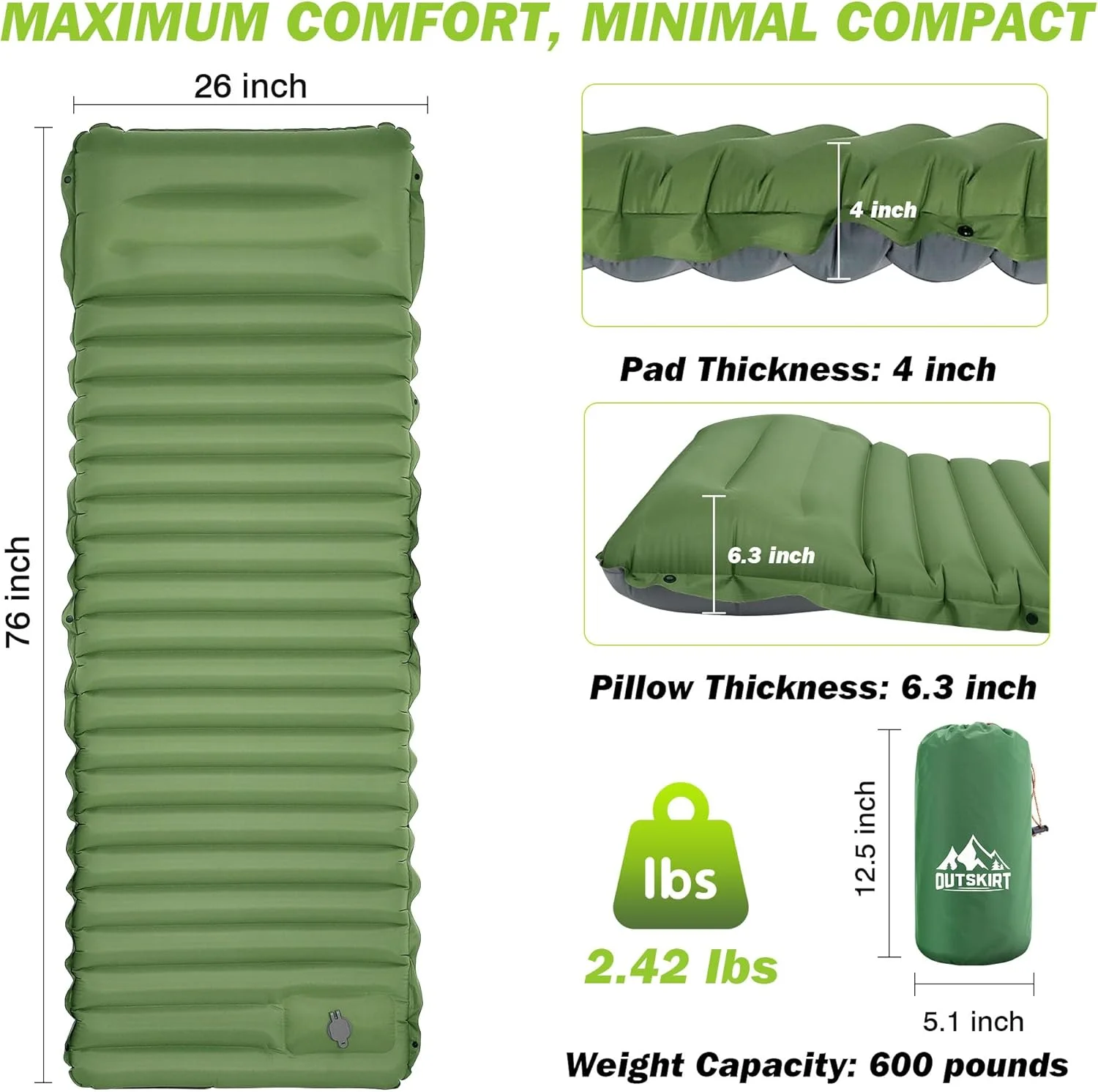 Extra dicke 4-Zoll-Camping-Isomatte, Outdoor-Camping – Bild 5