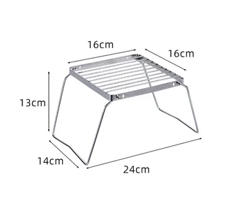 Outdoor Edelstahl-Ofenhalter, tragbares, faltbares Mini-Grillgestell-Set, Topfhalter, Backblechhalter