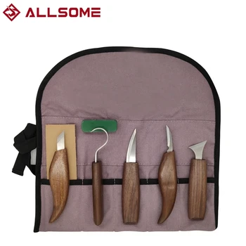 Holzschnitzerei-Set, Holzschnitzwerkzeuge, Handschnitzmesser-Set mit Nadelfeile, Holzlöffel (8 Stück)