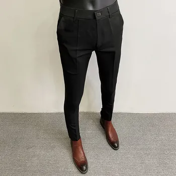 Männer Anzug Hosen Kleid Pantalone Hombre Stretch Dünne Formale Hosen Calça Masculina Einfarbig Casual Hosen