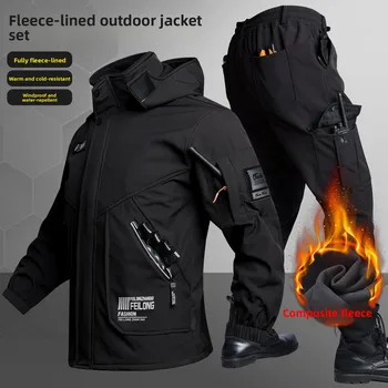 Herren Herbst Winter Verdicktes Fleece Gefüttert Wasserdicht Winddicht Warm Radfahren Klettern Outdoor