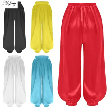 Kinder Arabische Satin Lose Haremshose für Tai Chi Kung Fu Hose Bauch Bühnenaufführung Halloween Party