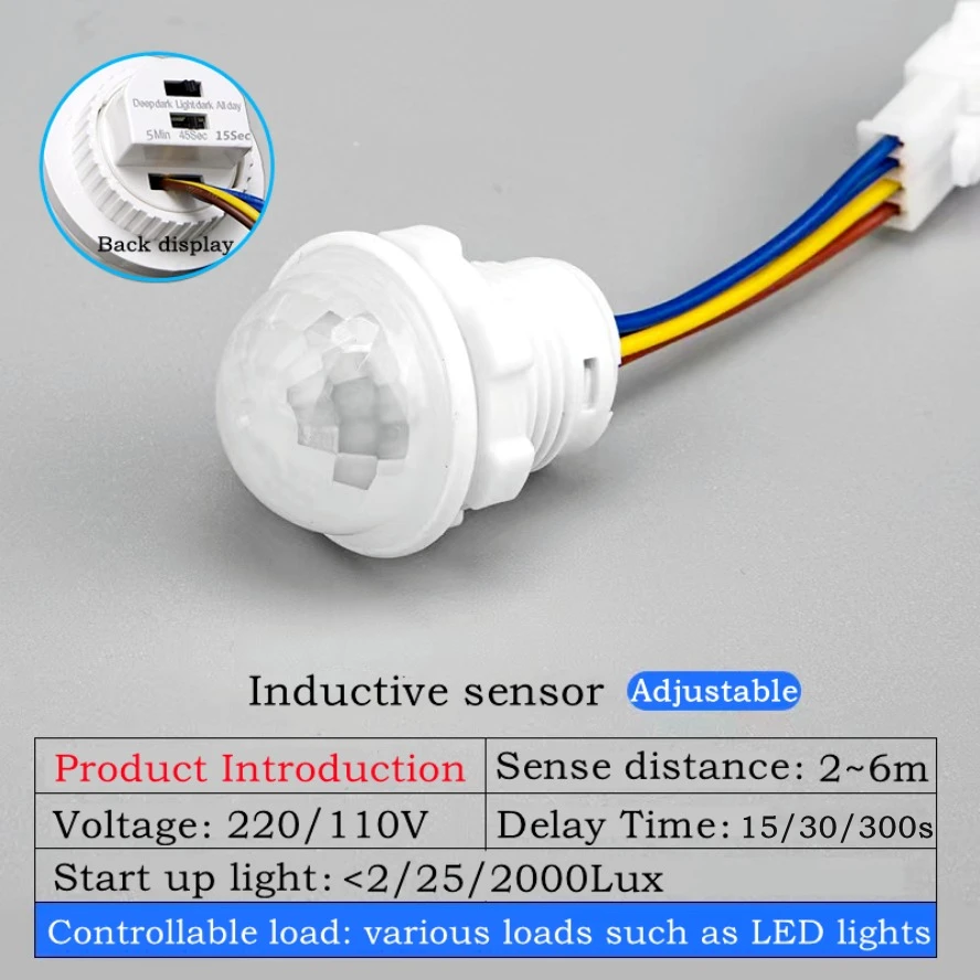 AC85-265V Doppelte Einstellbare Verzögerung PIR Sensor – Bild 2