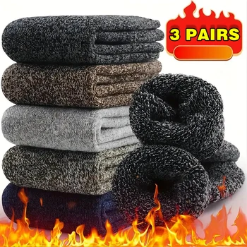 3 Paar Winter warme dicke Handtuchboden Herrensocken Wolle Herrensocken Slipper Socken Merinowollsocken gegen