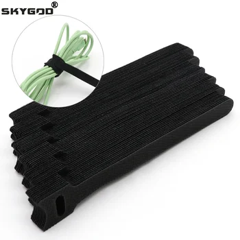 Lösbare Kabelbinder, Draht-Organizer, Schwarz, 15, 20, 25, 30 cm, Nylon-Klettverschluss, Riemen