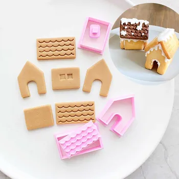 Weihnachtliches Lebkuchenhaus-Glasur-Keksform 3D Mini Kleines Haus Ausstechformen DIY Backwerkzeug