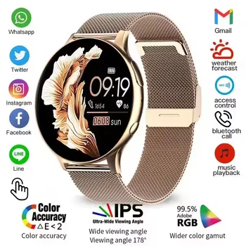 Smartwatch für Damen 6 Gesundheitsüberwachung Wasserdicht Sprachassistent Bluetooth-Anruf Smart Watch Sportuhr