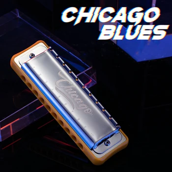 JDR Mundharmonika Chicago Diatonische Armonika 10-Loch 20 Töne Blues Harfe C-Taste Professionelle