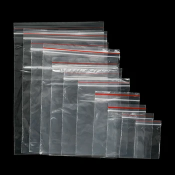 Transparente Plastiktüten mit Reißverschluss in mehreren Größen für Schmuck, Perlen, Armbänder (100 Stück)