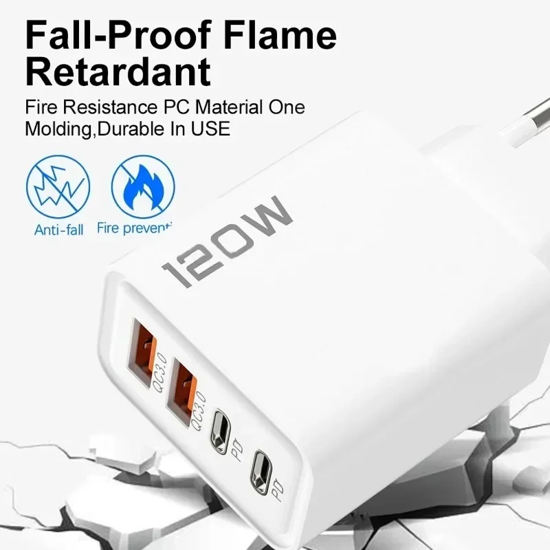 120 W 4 Port USB C Ladegerät PD 3,0 Schnelle Ladestation – Bild 2