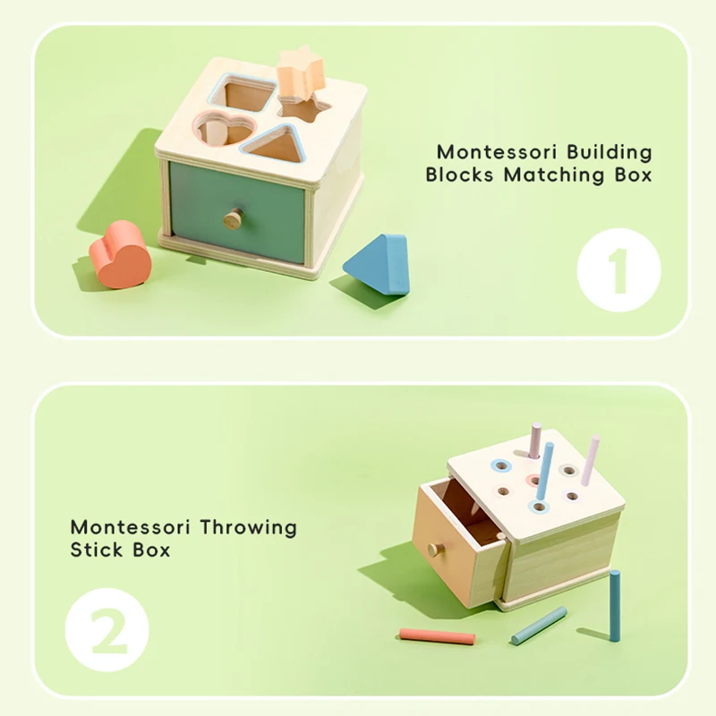 Holz Farbe Form Sortierung Spielzeug Schublade Box – Bild 3