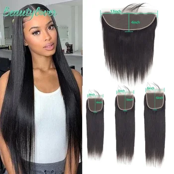 4X4 5X5 6X6 Verschluss 13X4 Spitze Frontal Nur Transparenter Spitze Verschluss 8-26 zoll Brasilianische Gerade