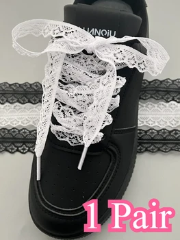 100-140 cm, 1 Paar, ausgefallene Spitzen-Schnürsenkel für Damen, Freizeitschuhe, breite flache Schnürsenkel