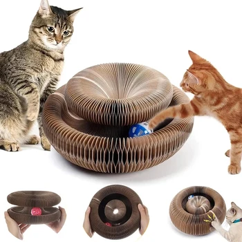 Magic Cat Scratch Organ Board Katzenspielzeug mit Ball Katze Schleifklaue Katze Klettergerüst Kätzchen Runde