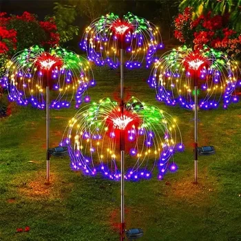 Outdoor LED Solar-Feuerwerkslichter Gartendekoration Lichterkette Wasserdichte Pusteblume Rasenlampe