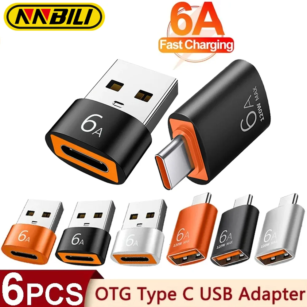 NNBILI 6A USB-zu-Typ-C-OTG-Adapter, 120 W, USB-C-Stecker auf