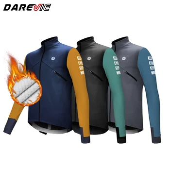 DAREVIE Herren-Radjacke Winddicht Fleece Pro Radjacken Langarm Warm Weich Gebürstet Pro Atmungsaktive