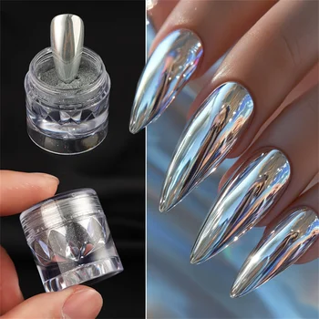 Nagel-Magie-Spiegelpuder, holografisches Metall-Chrompuder, Silber-Gold-Nagellack, dekoratives