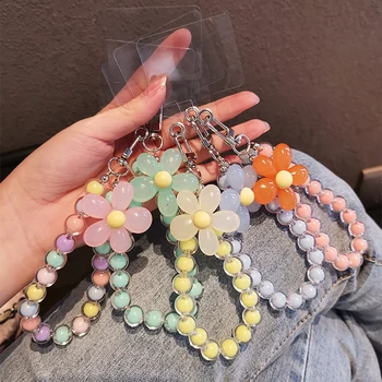 Telefon Anti-verloren Lanyard Schlüssel Kurze Handgelenk Anhänger Bunte Macaron Runde Perle Anhänger frauen