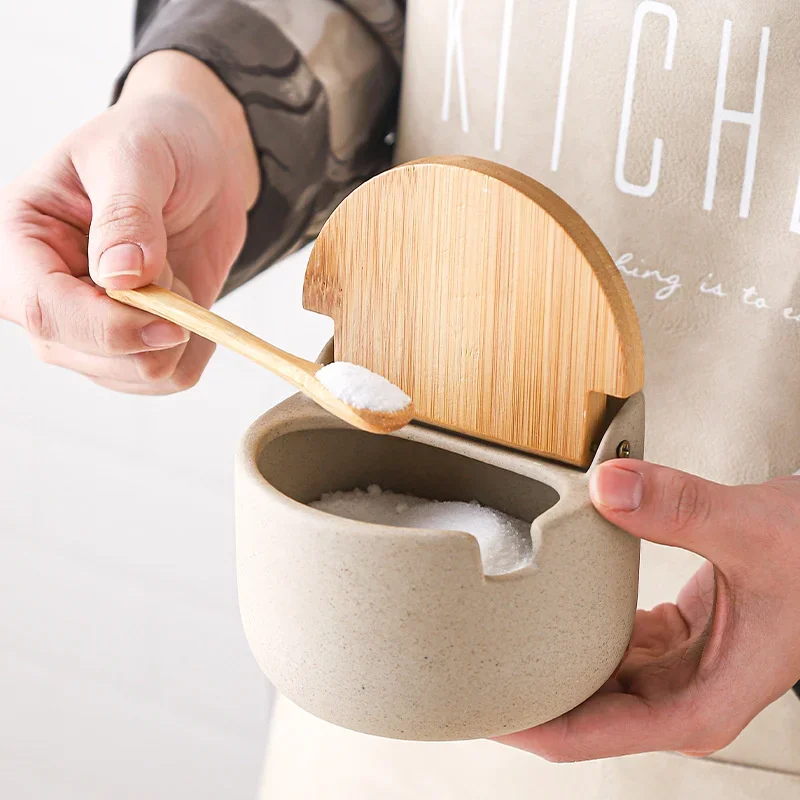 Gewürzglas aus Keramik im japanischen Stil, Bambusdeckel – Bild 5